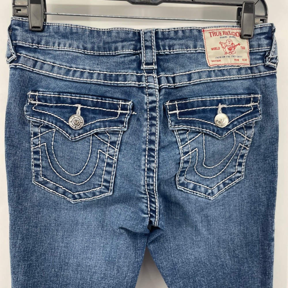 True Religion Jeans Women 27 Blue Becca Mid Rise Bootcut Horseshoe Flap Pocket - Picture 4 of 14